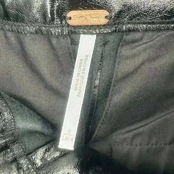 NWT Free People Star Crossed Lovers Patent Leather Straight Pants Black Sz 0 - Picture 7 of 16